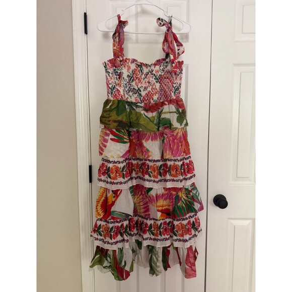 Farm Rio Mixed White Prints Layered Midi Dress - Womens Medium - Picture 8 of 8